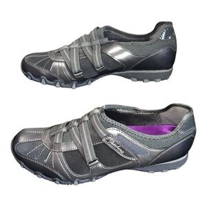 Skechers Leather  Bikers Rock Steady Shoes Women’s Size 10 Gunmetal NEW